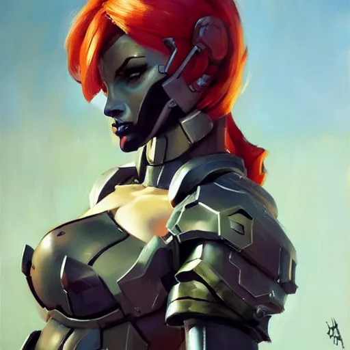 Image similar to greg manchess portrait painting of armored punisher ivy as overwatch character, medium shot, asymmetrical, profile picture, organic painting, sunny day, matte painting, bold shapes, hard edges, street art, trending on artstation, by huang guangjian and gil elvgren and sachin teng