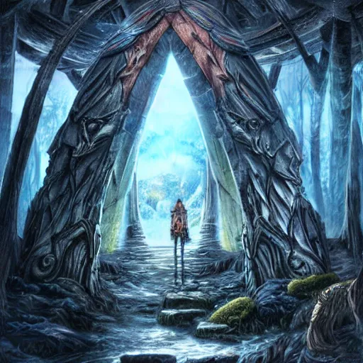 Image similar to the gateway to Valhalla, fantasy art, detailed , cinematic