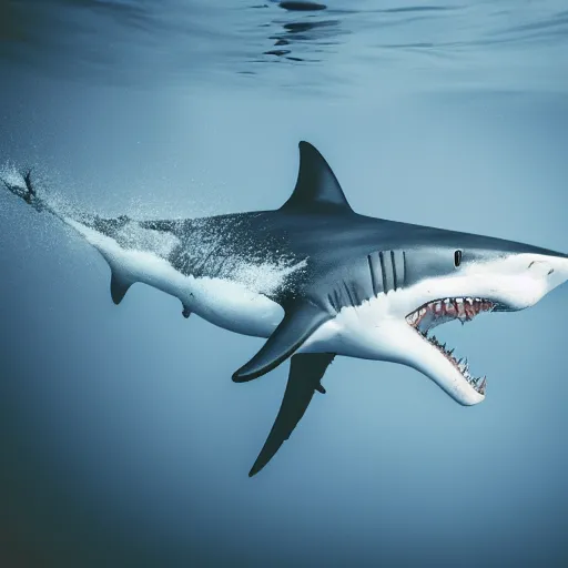 Image similar to photo of a shark fin above water, white background