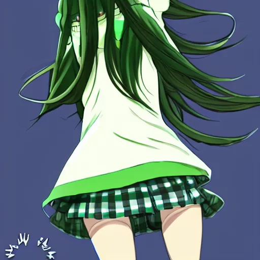 Prompt: tomoko kuroki watamote dressed as an avocado anime trending art