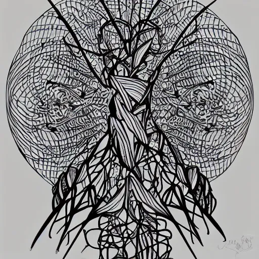 Image similar to Masterpiece neural network tattoo design, neurons, electricity, line art, intricate, extremely detailed, vector art