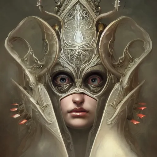 Prompt: soft painting of a curiosities carnival lovecraftian, blessing, porcelain beautiful young full armor, perfectly detailed, symmetrical accurate intricate sensual features, highly detailed, artstation, sharp focus, tom bagshaw esao andrews