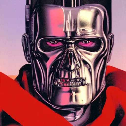 Image similar to t - 8 0 0 terminator by gerald brom and andy warhol, 4 k