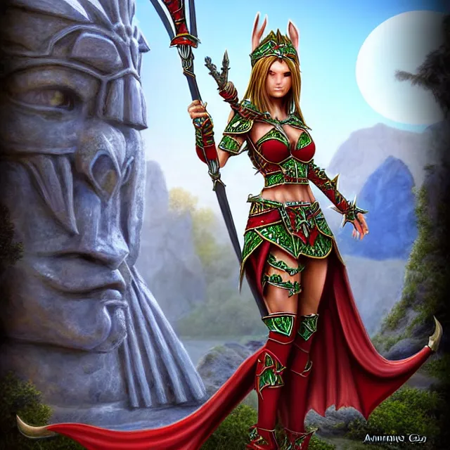 Image similar to warrior elf queen, highly detailed, 4 k, hdr, smooth, sharp focus, high resolution, award - winning photo, illustrated by anne stokes