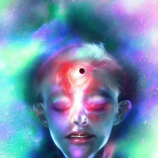 Image similar to the soul detaching from the universe, artstation, digital painting