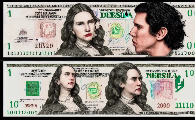 Prompt: reylo kissing, american dollar bill