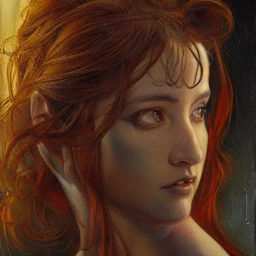Image similar to a painting in the style of donato giancola, and in the style of charlie bowater, and in the style of charles dulac. smooth, sharp focus, semi - realism.
