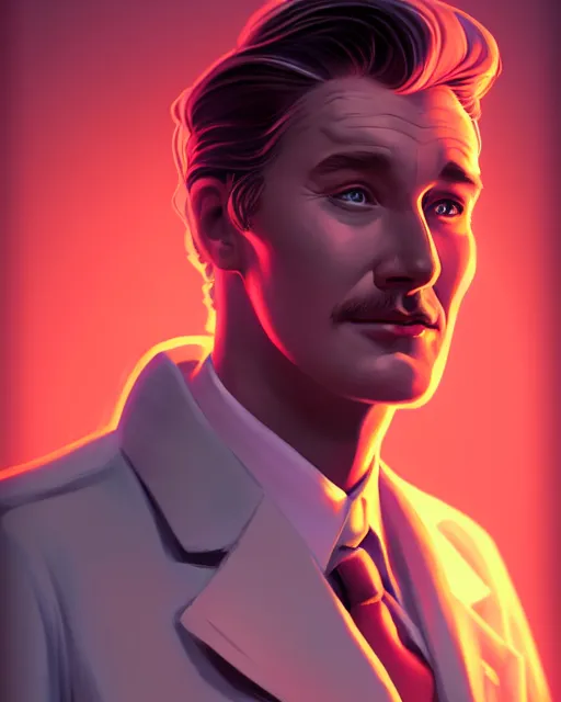 Prompt: Errol Flynn as a scientist. 1980s dystopian Soviet Russia, propaganda screens. Unreal engine, fantasy art by Lois van Baarle. Faithfully depicted facial expression, perfect anatomy global illumination, radiant light, detailed and intricate environment