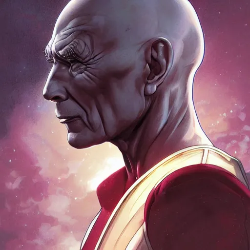 Prompt: anime Portrait of Picard, intricate, wild, highly detailed, digital painting, artstation, concept art, smooth, sharp focus, illustration, art by artgerm and greg rutkowski and alphonse mucha and Hajime Sorayama