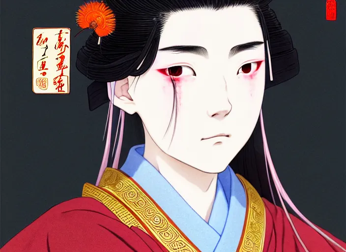 Prompt: a film still portrait of a confident xianxia shrine maiden woman who resembles billie eilish, finely detailed features, closeup at the faces, perfect art, at an ancient chinese city, gapmoe yandere grimdark, trending on pixiv fanbox, painted by greg rutkowski makoto shinkai takashi takeuchi studio ghibli, akihiko yoshida