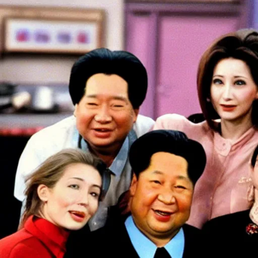 Prompt: A still of Mao Zedong in the 1990s sitcom Friends