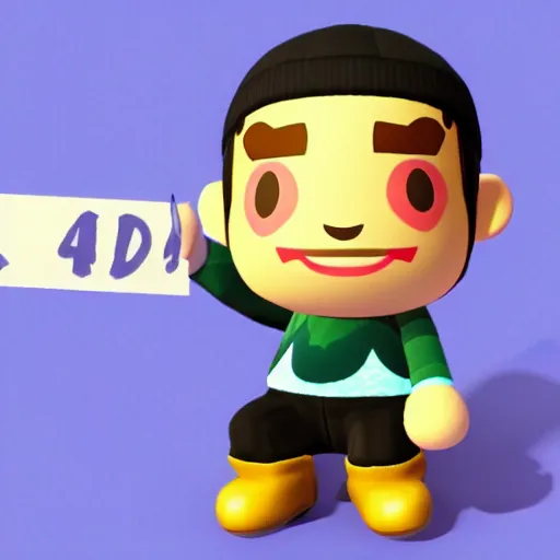 Image similar to drake the rapper in the style of animal crossing, 3 d render