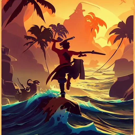 Image similar to painting treasure on sea of thieves game smooth median photoshop filter cutout vector, behance hd by jesper ejsing, by rhads, makoto shinkai and lois van baarle, ilya kuvshinov, rossdraws global illumination