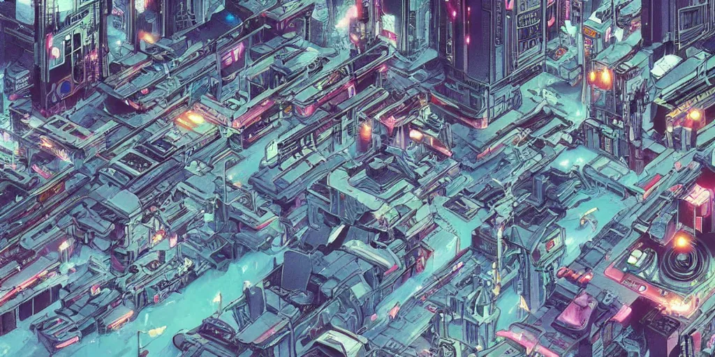Image similar to an 80s anime futuristic city scene, intricate details, sense of space, detailed, trippy, dope
