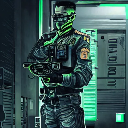 Image similar to Guardia Civil officer cyberpunk style