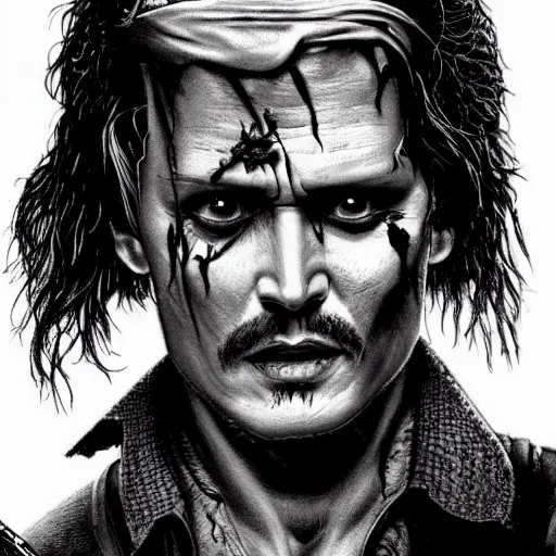 Image similar to Johnney Depp as Ash William's in Army of darkness, HD, high resolution, hyper realistic, 4k, intricate detail