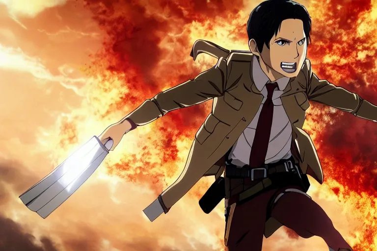 Levi Ackerman from Attack on Titan using lightsabers,, Stable Diffusion