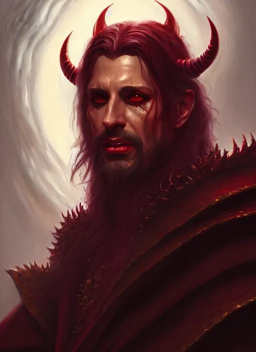 Image similar to a _ fantasy _ style _ portrait _ painting _ of king asmodeus, dnd, wicked, oil _ painting _ unreal _ 5 _ daz. _ rpg _ portrait _ extremely _ detailed _ artgerm _ greg _ rutkowski _ greg