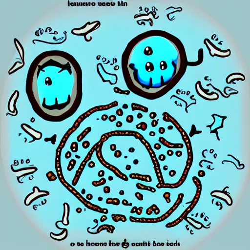 Prompt: Cartoon of a bacterium