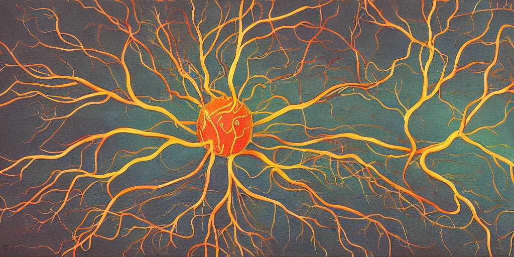 Prompt: detailed painting of a neuron's life perspective