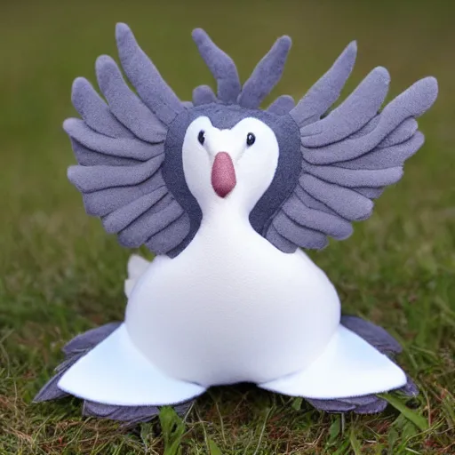 Image similar to a cute gryphon seagull plush doll