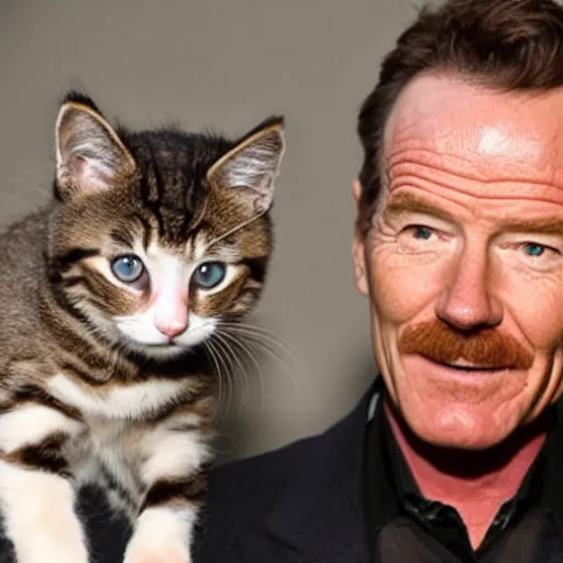 Image similar to Bryan Cranston holding a kitty, photo