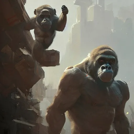 Image similar to 🦍🤖 digital Art, Greg rutkowski, Trending artstation,cinematic