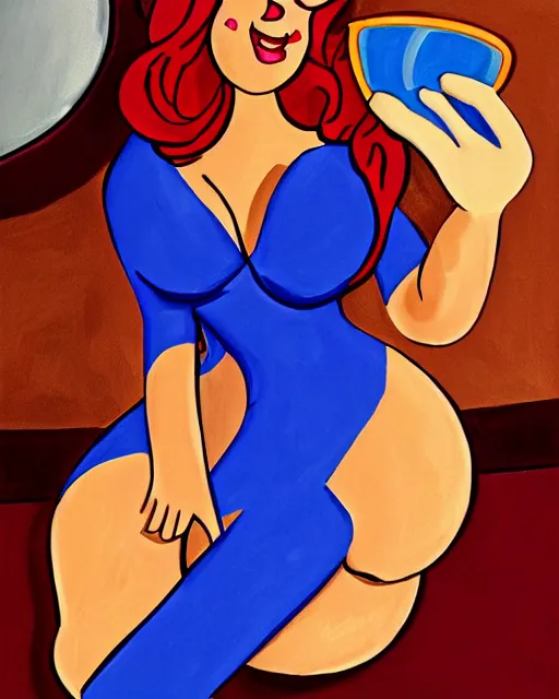 Image similar to Jessica Rabbit eating a bag of Doritos, sitting on a chair, oil painting, traditional animation portrait