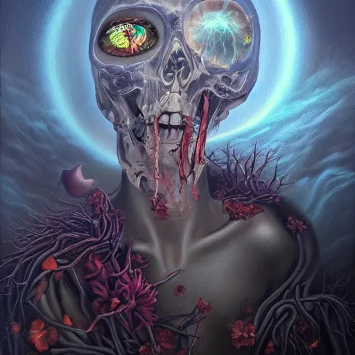 Image similar to brining healing to the underworld astral realm death journey in oil painting, trending on artstation, award winning, emotional, highly detailed dark surrealist art