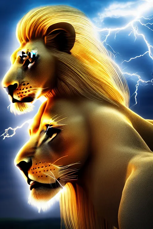 Prompt: girl riding on a lion, 2 0 year old girl, extremely detailed, high quality, 4 k, cinematic, dramatic lightning, photo realistic, beautiful face, highly detailed face