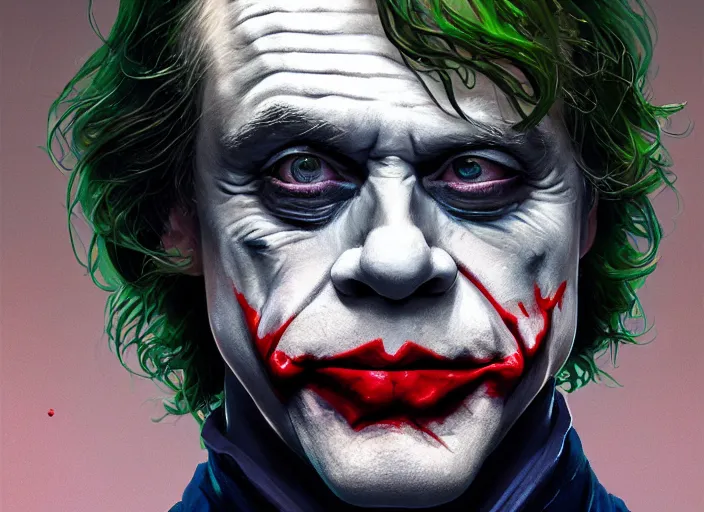 Image similar to highly detailed portrait of mark hamill as the joker, in batman comics, stephen bliss, unreal engine, fantasy art by greg rutkowski, loish, rhads, ferdinand knab, makoto shinkai and lois van baarle, ilya kuvshinov, rossdraws, tom bagshaw, global illumination, radiant light, detailed and intricate environment