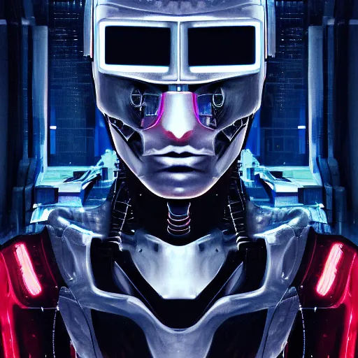 Image similar to portrait of robot, cyberpunk, ultra realistic