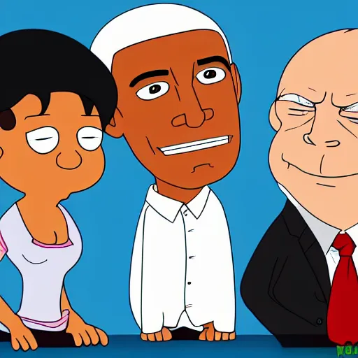 Image similar to Barack Obama in the style of Family Guy, key anime visual, official modern cartoon animation style