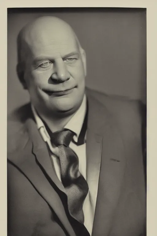 Image similar to studio portrait of man that looks excactly like homer simpson, lookalike, as if homer simpson came to life, soft light, black background, fine details, close - up, award winning photo by george hurrell