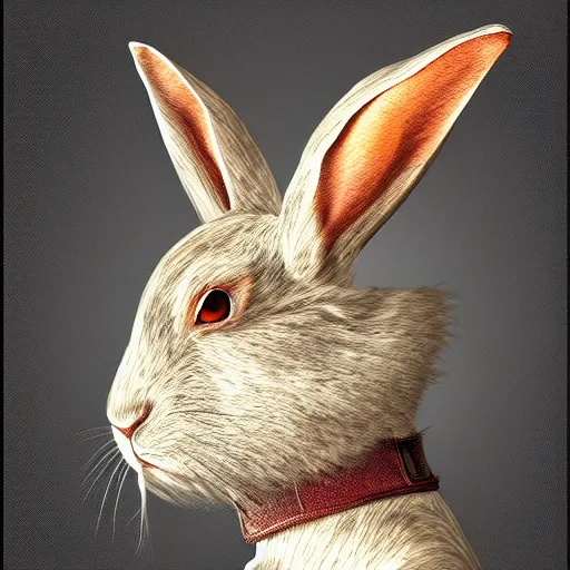 Image similar to digital art portrait of a fantasy rabbit soldier by kyle ferrin