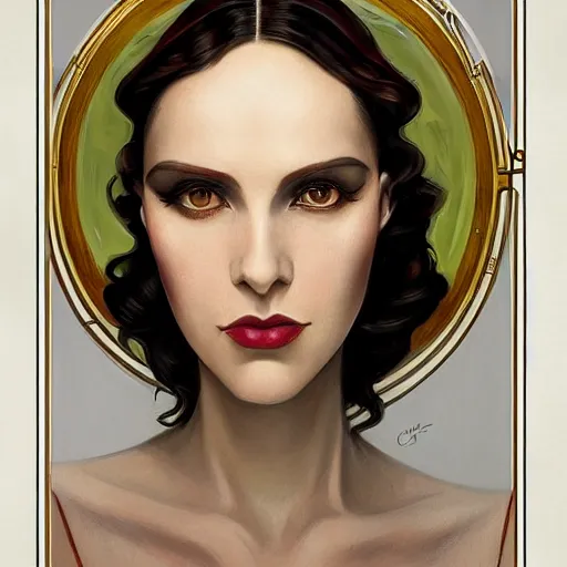 Image similar to a streamline moderne, art nouveau, multi - ethnic and multi - racial portrait in the style of charlie bowater, and in the style of donato giancola, and in the style of charles dulac. very large, clear, expressive, intelligent eyes. symmetrical, centered, ultrasharp focus, dramatic lighting, photorealistic digital painting, intricate ultra detailed background.