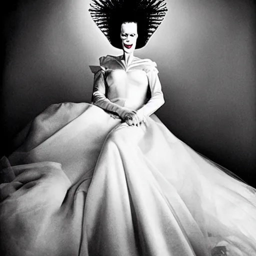 Prompt: bride of frankenstein, mario testino photography