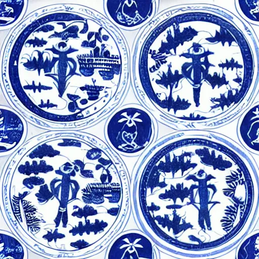 Image similar to willow pattern of aliens