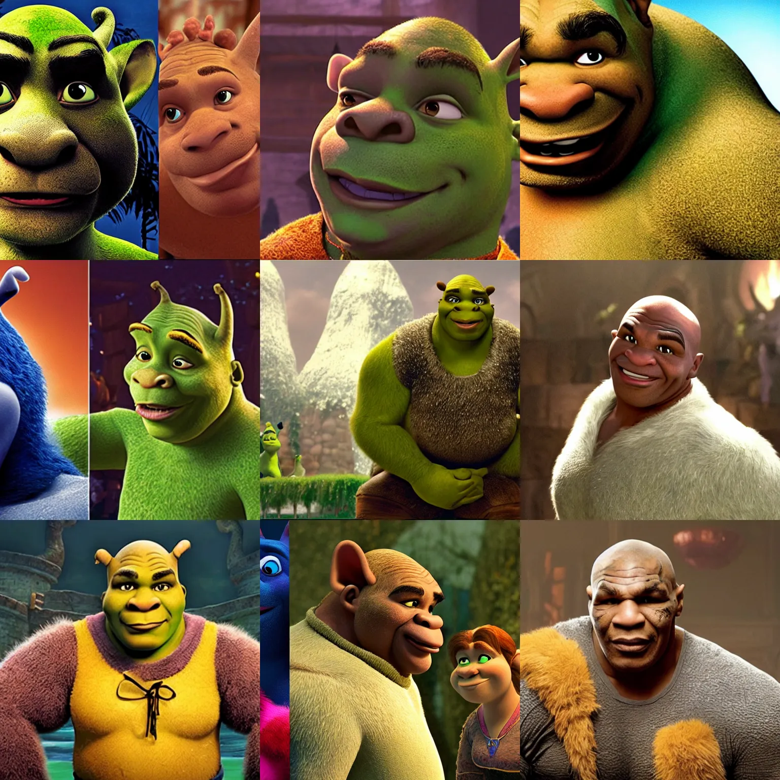 Prompt: Mike Tyson in Shrek film