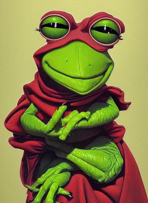 Image similar to portrait of Kermit the frog in Society (1989), highly detailed, centered, solid color background, digital painting, artstation, concept art, smooth, sharp focus, illustration, artgerm, donato giancola, Joseph Christian Leyendecker, Les Edwards, Ed Repka, WLOP