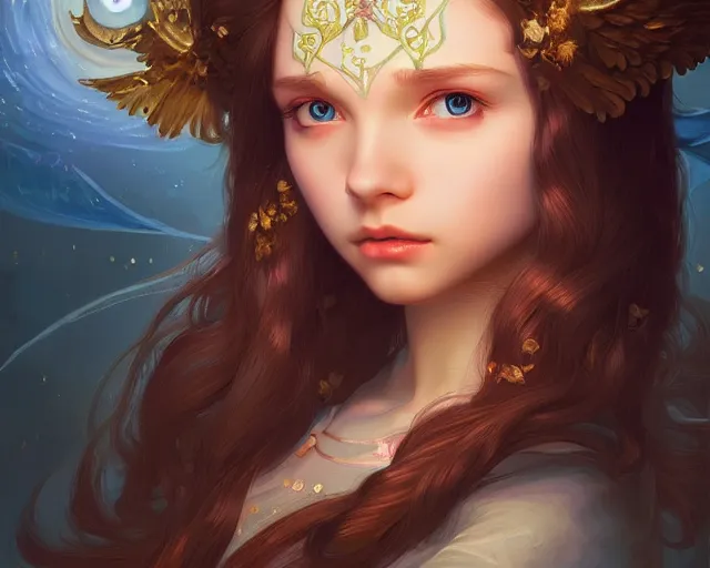 Image similar to sweet innocent kind loving angel girl, photography of kurzgesagt, deep focus, d & d, fantasy, intricate, elegant, highly detailed, digital painting, artstation, concept art, matte, sharp focus, illustration, hearthstone, art by artgerm and greg rutkowski and alphonse mucha