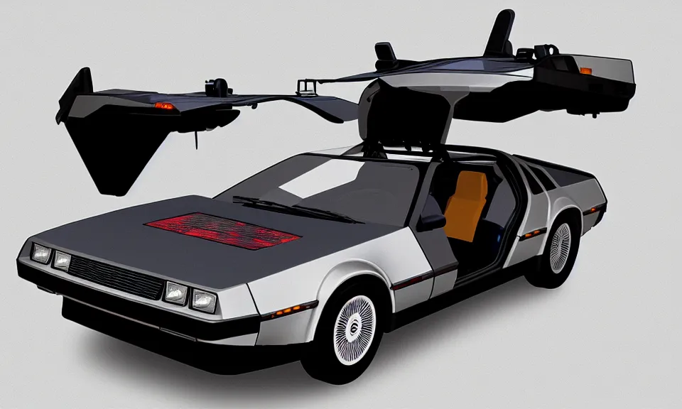 Prompt: delorean, digital art