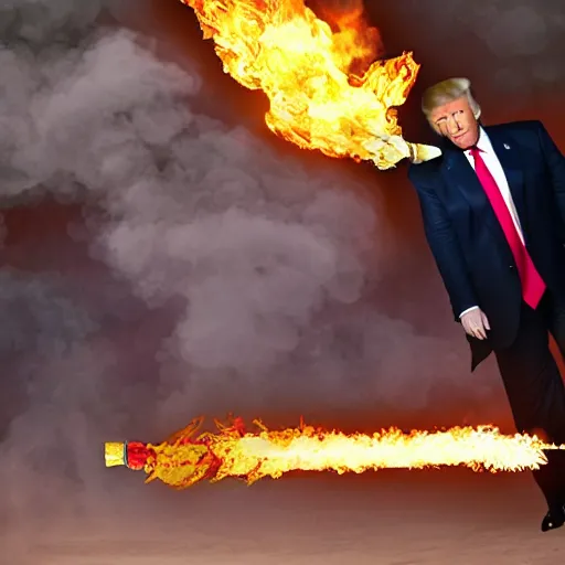 Prompt: donald trump casting fireballs,