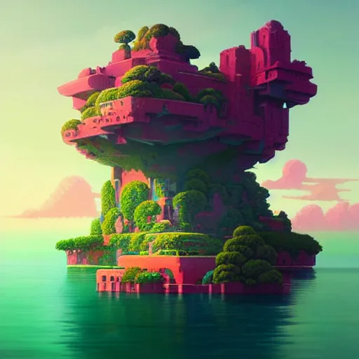 Image similar to a emerald saphire ruby floating living island :: studio ghibli, beeple and James Gilleard and Justin Gerard :: ornate, dynamic, particulate, rich colors, intricate, elegant, highly detailed, centered, artstation, smooth, sharp focus, octane render, 3d