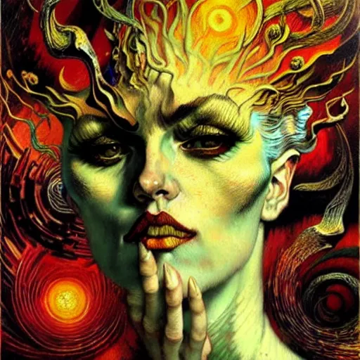 Image similar to Divine Chaos Engine by Karol Bak and Vincent Van Gogh