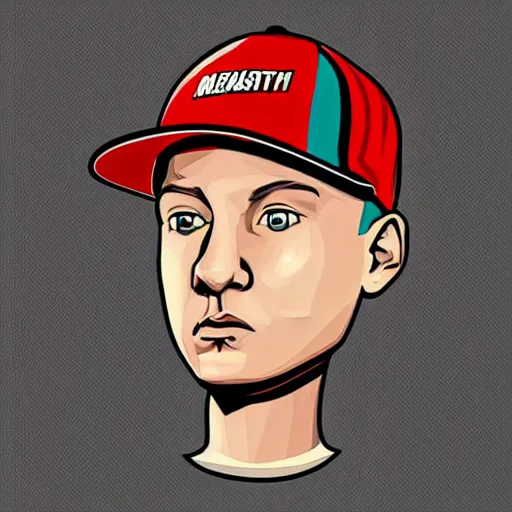 Prompt: eminem, digital art, iconic icon, 2 d vector logo, cartoon, t - shirt design