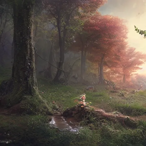 Prompt: lovely elf in the nature by jean - baptiste monge vray, octane, realistic lightning
