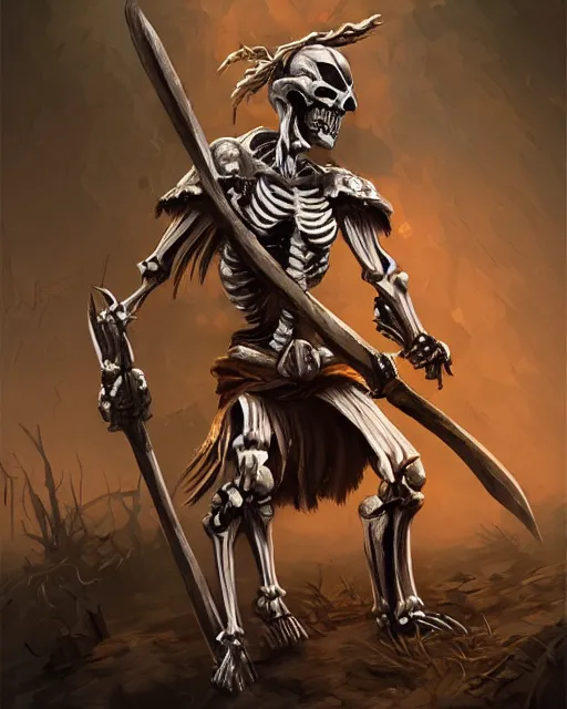 Prompt: skeleton warrior with an axe, detailed digital painting, professional concept art, best of art station
