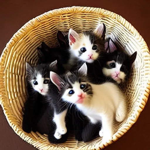 Prompt: 4 0 0 kittens in a huge basket