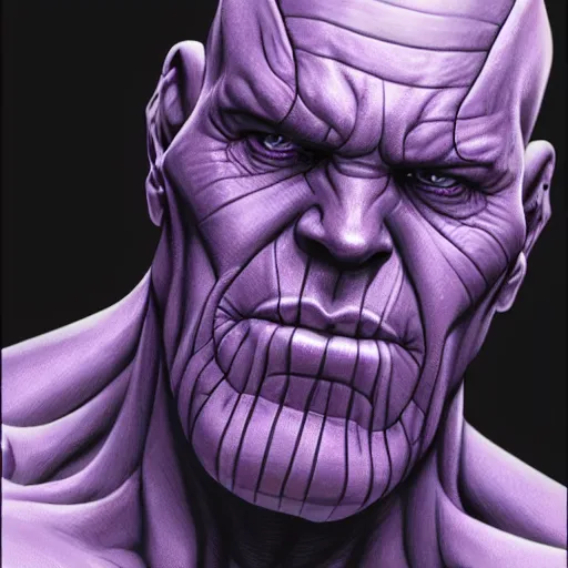 Prompt: Thanos portrait art by Donato Giancola and Bayard Wu, digital art, trending on artstation, 4k